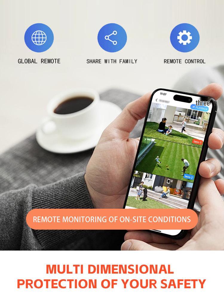 9MP Solar-Powered Triple-Lens 4G WiFi Outdoor Security Camera