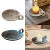 Ceramic Candle Plate Ornament Candlelight Stand Candle Holder for Dining Room