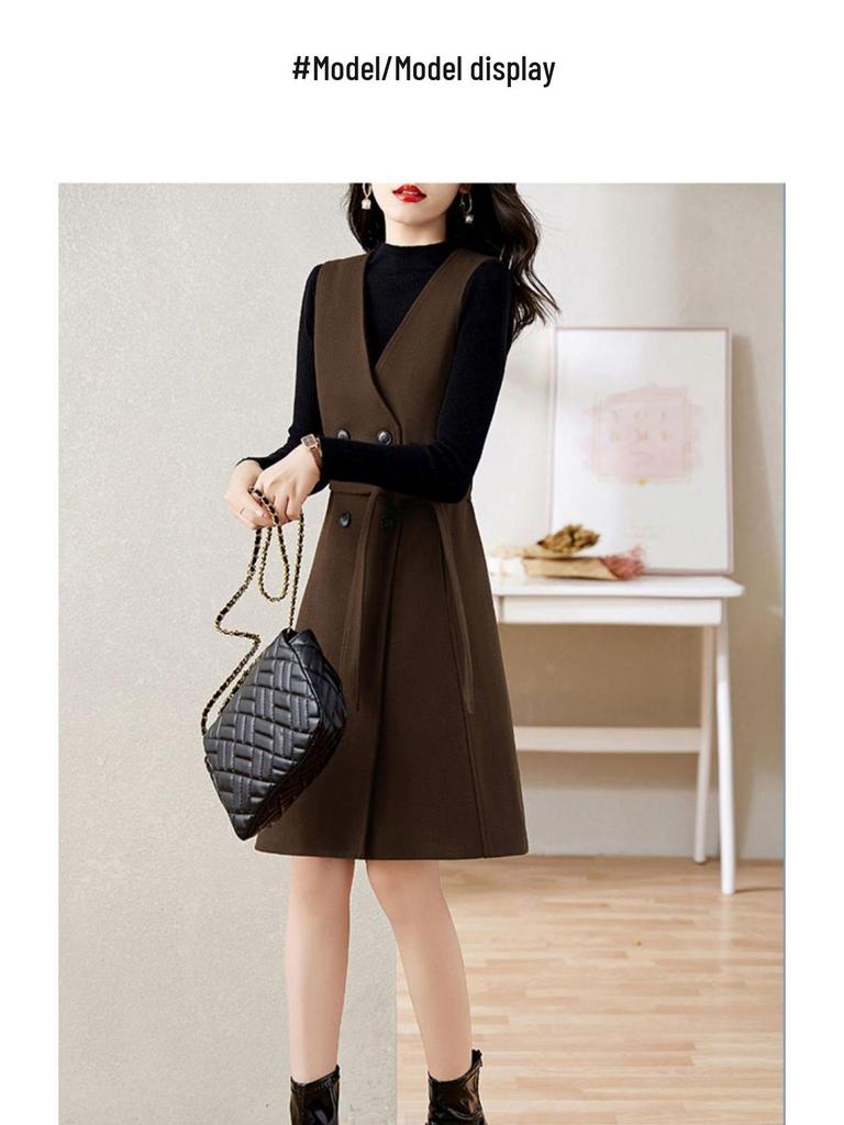Women's Gray Wool Suit: 2025 Autumn/Winter High-End Fashion Coat Dress Set
