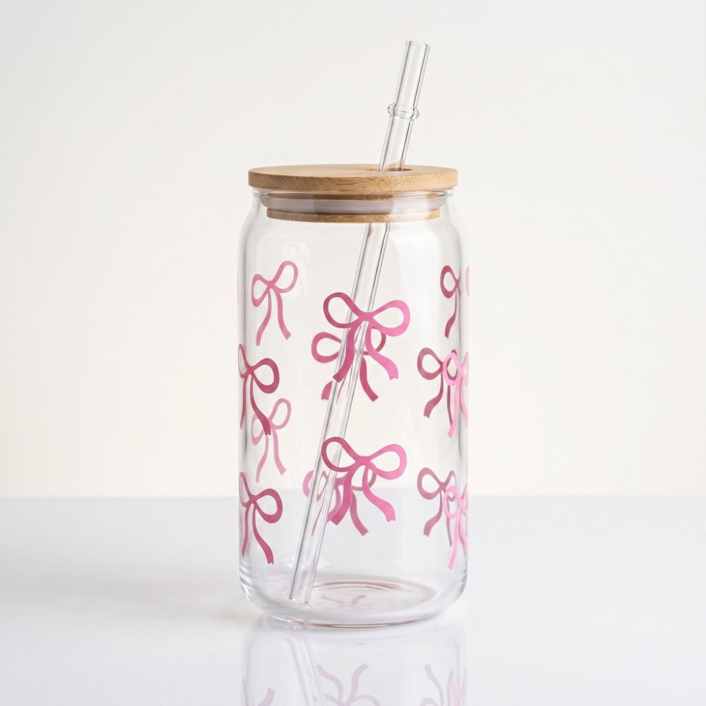 Large Capacity Bow Cup Transparent Drinking Cup Ins Clear Straw Cup  Tea