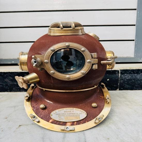 Aluminum US Navy Mark V Diving Helmet Nautical Maritime Collectible Home Office Decor 45.72 cm