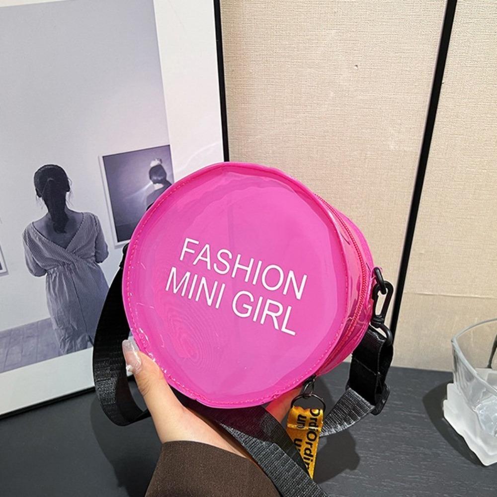 PVC Transparent Shoulder Bag Mini Round Toilet Bag Simple Vacation Beach Bag Girls