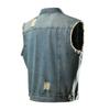 Ripped Holes Denim Waistcoat Men's Sleeveless Denim Jacket with Ripped Holes Pockets Single Breasted Washed Waistcoat for Casual