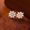 Luxurious Sunflower Zircon Stud Earrings - S925 Silver Needles High-End Ear Jewelry
