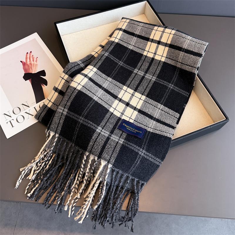 

Autumn And Winter Retro Atmosphere Warm Scarf Women S Shawl Versatile Commuter Fringed Fine Sand Imitation Cashmere Scarf 200cmX53cm (with tassel)