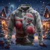 Christmas Men's Muscle Santa Claus Dark Hoodie Sweatshirt Fashion Casual Crew Neck Hooded Party Gift Drawstring Fall Winter