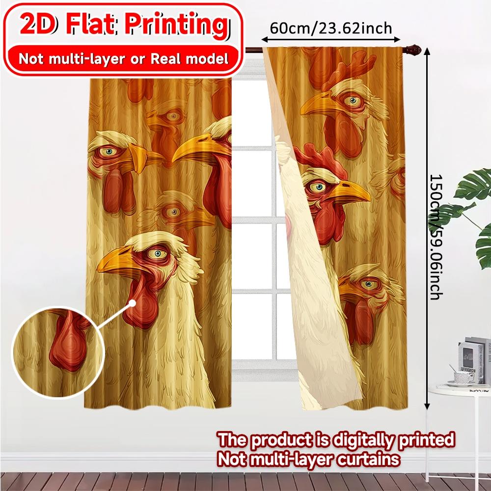 Flat Printing Curtains Without Rod Cheerful Cartoon Chickens April Fools Is Day Festival Chic Print Polyester Curtain Set Of 2 Made Washable