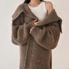 Herbst Frühling Cardigan Mäntel Damen Unifarben Langarm Locker Vintage Gestrickt Sanft Knöchellang Temperament Damen Streetwear
