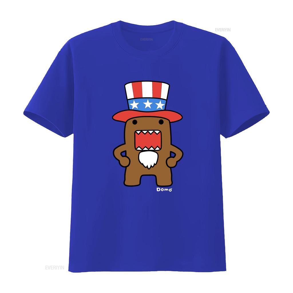 Domo Kun T-Shirt mit blauem Onkel Sam Amerikanischer Hut Design NHK Größe L 100% Baumwolle Neu Vintage Gewaschen Mode Mann