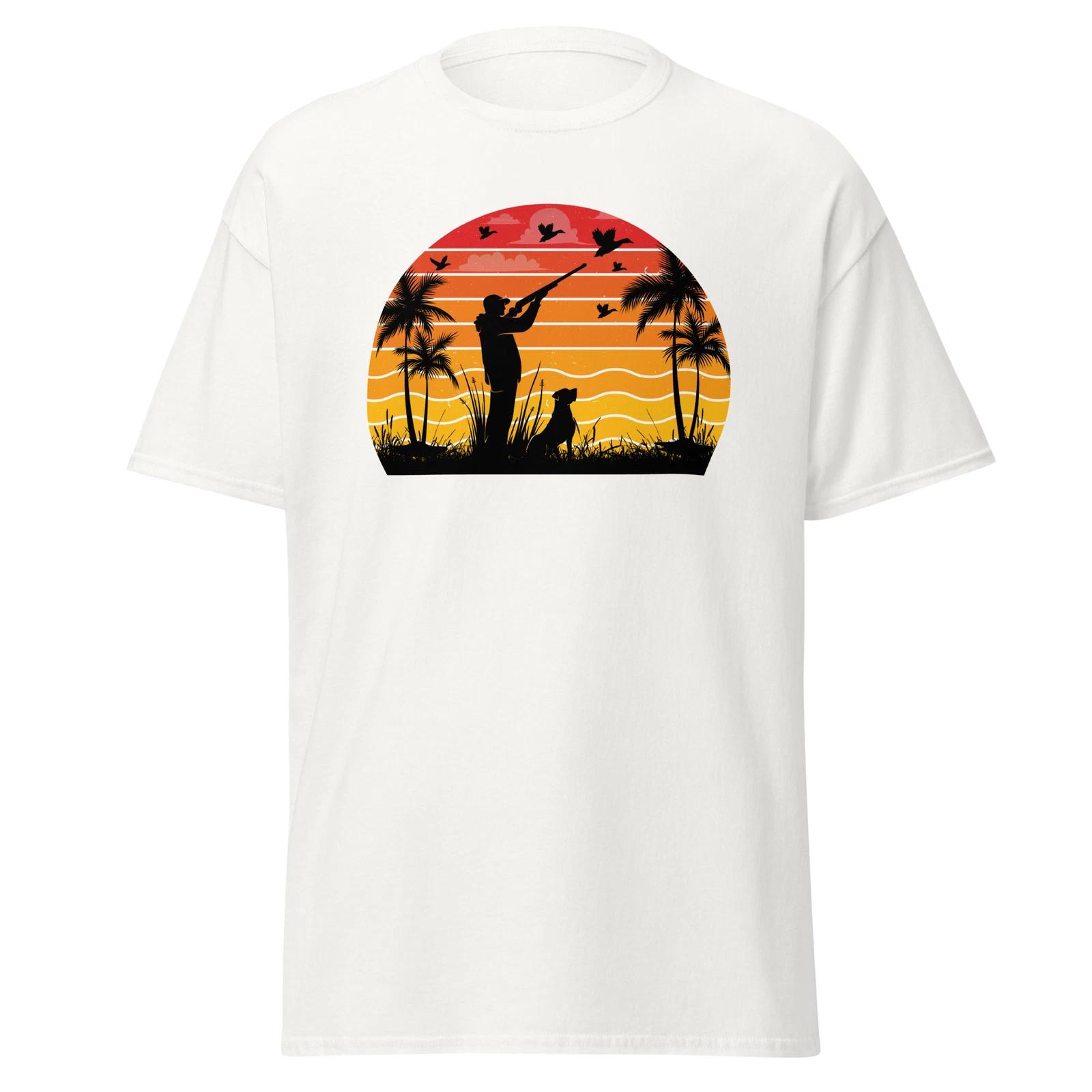 Retro Hunting Unisex T-Shirt, sunset animal sport wildlife nature rifle deer XXXXL