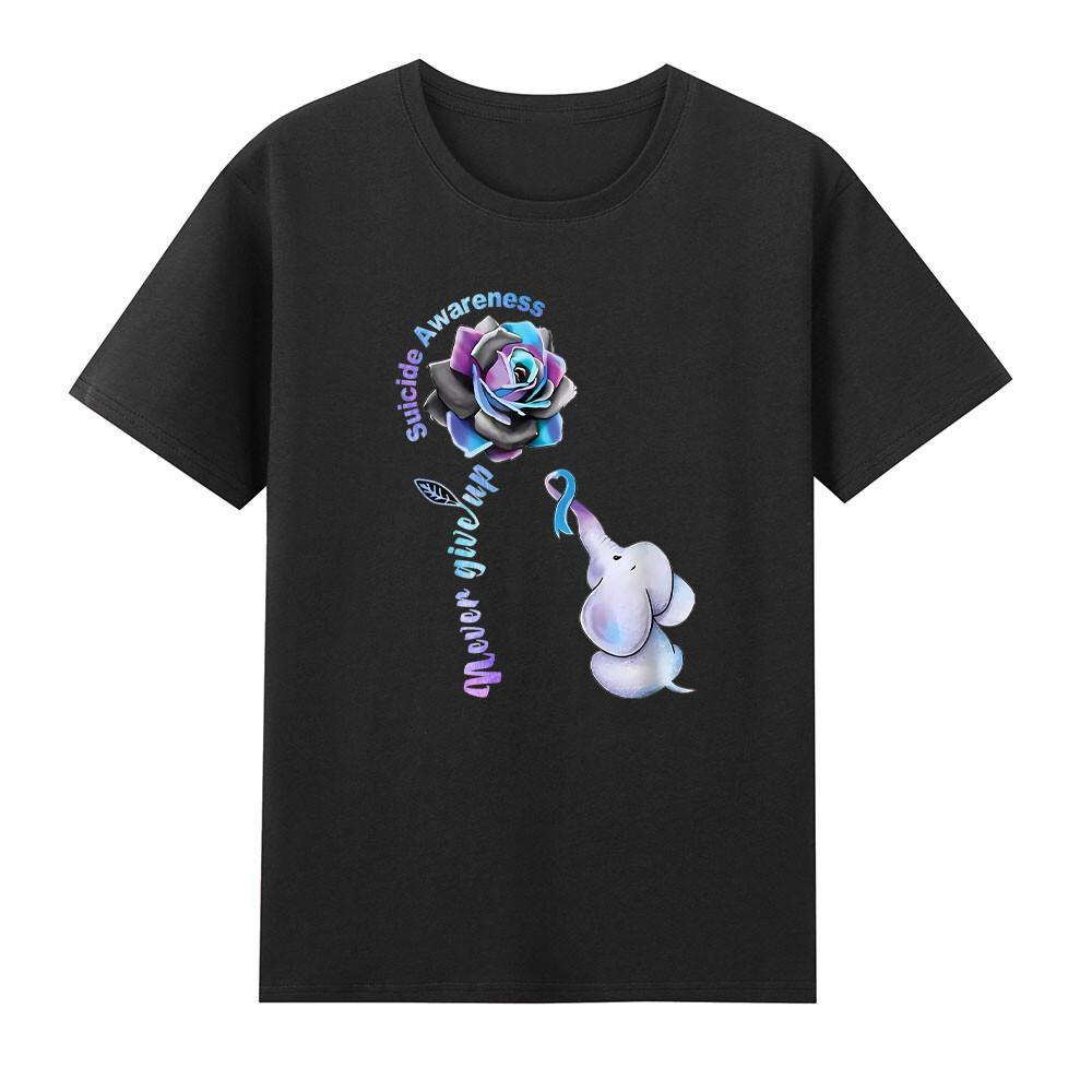 Suicide Prevention Awareness Flower Elephant Ribbon TShirt S