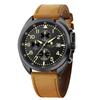 SAPPHERO Japanese Analog 50M Water Luminous Date Suitable for Business and Outdoor Faux Leather Mineral Brown Black Dial Men's Watch, Movement,