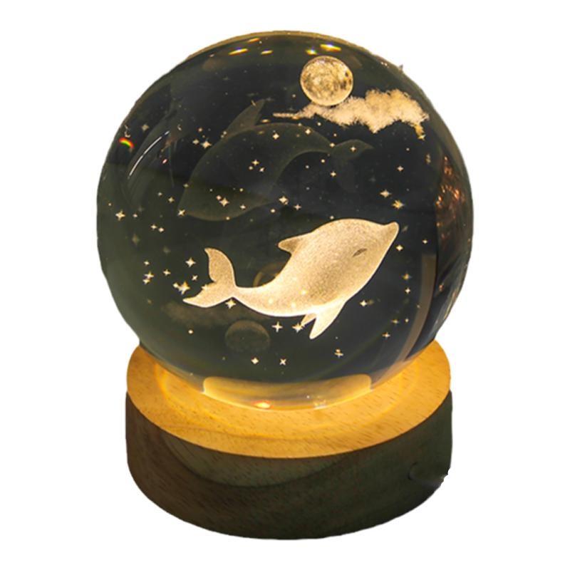 3D Ocean Jellyfish Crystal Ball Night Light - Desktop Ornament and Souvenir Gift