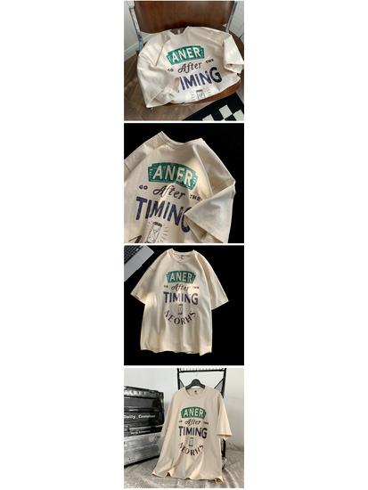 Men's Retro Oversized Heavyweight Cotton T-Shirt - Summer American Style, Short-Sleeve, 200g