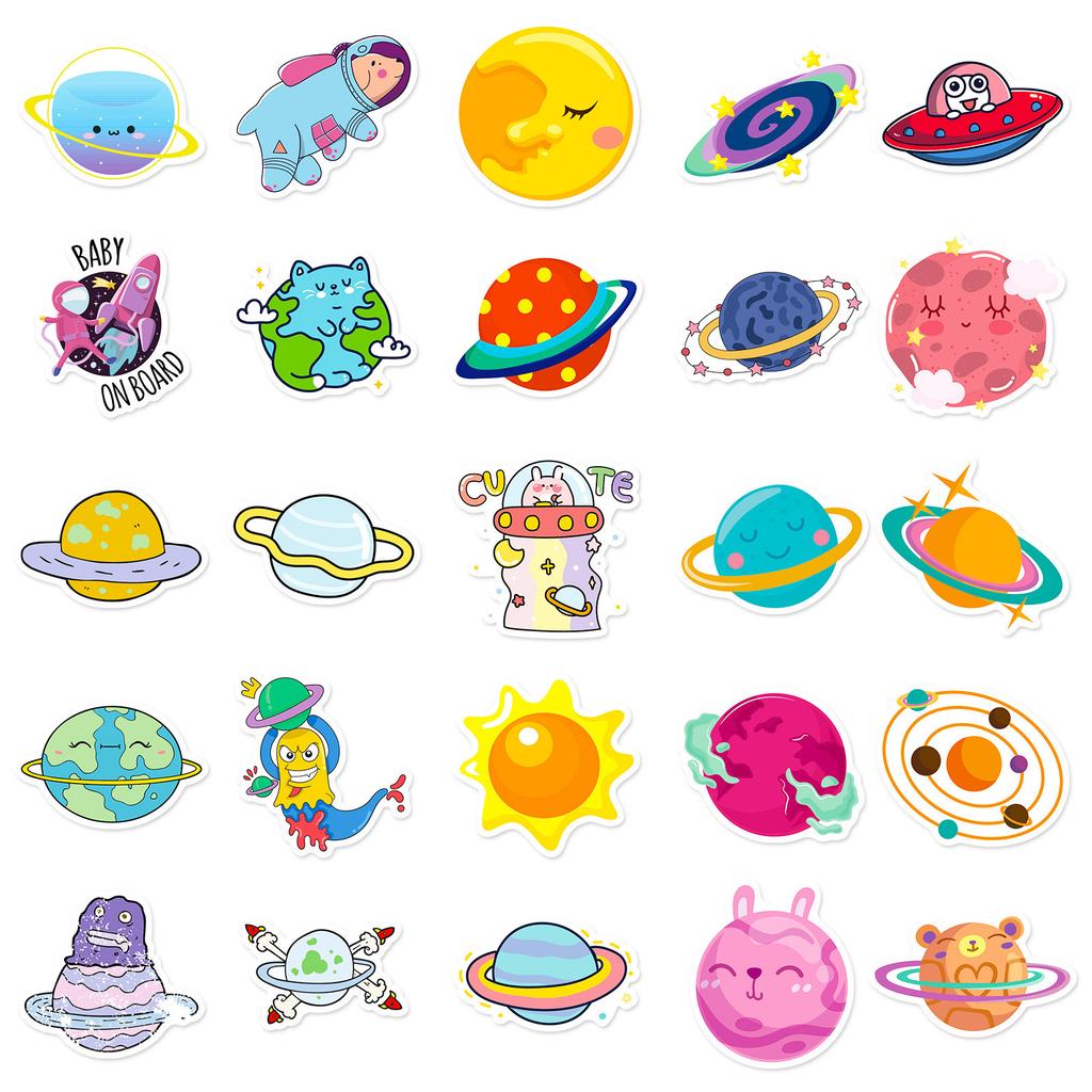 50 Universe Planet Stickers INS Wind Personality Galaxy Planet Cartoon Doodle Student