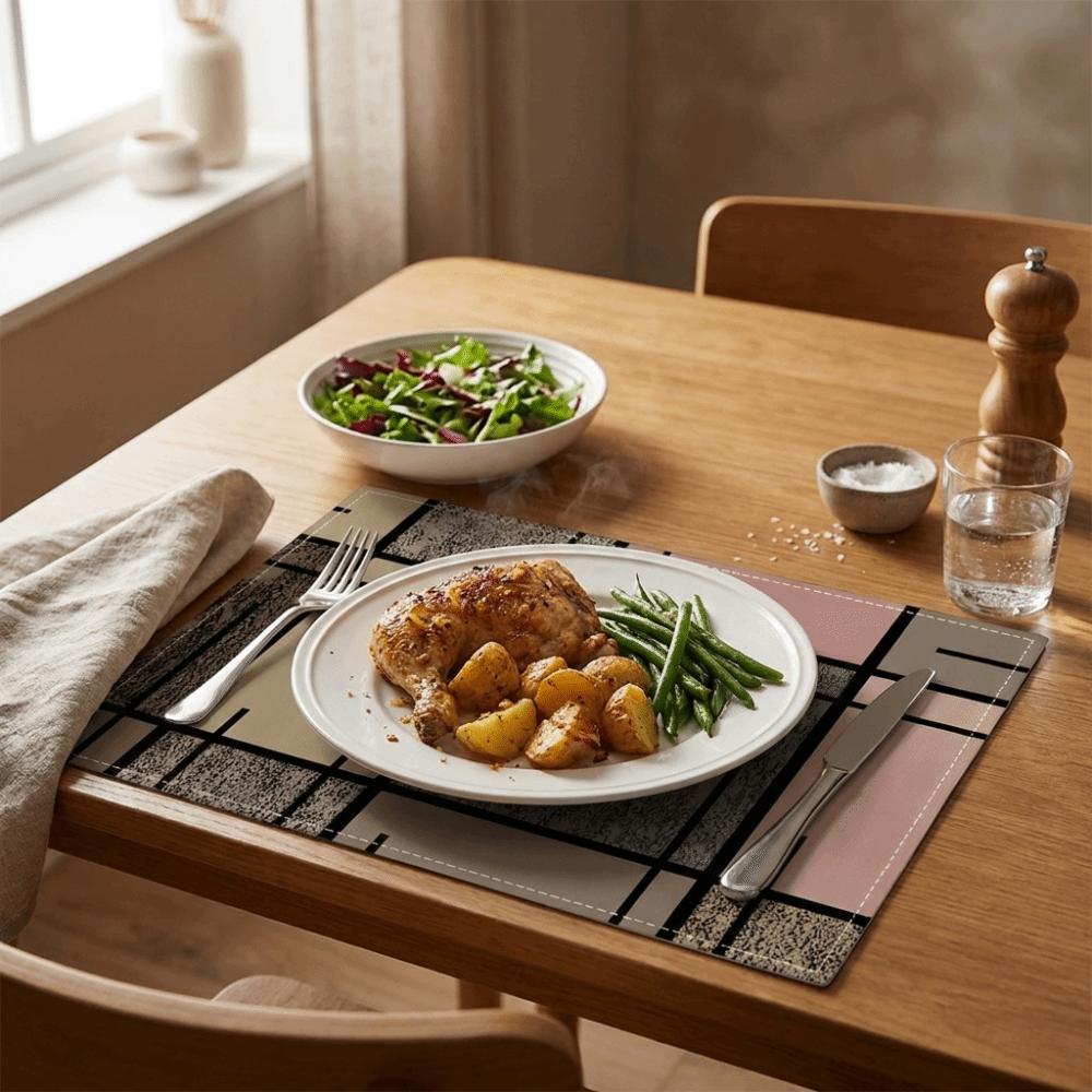 2PCS Oil-Proof Dining Table Mat Rectangular Coffee Cup Mats Washable Heat-Insulating Mat  Kitchen
