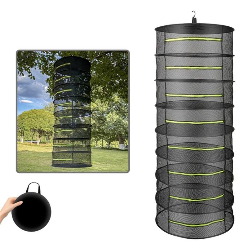 Foldable Ventilated Mesh Organiser With Hanging Hook Rustproof Nylon Designs Rack For Camping Home Storage Solution