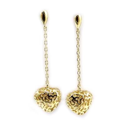 [L4286] - Gold Plated 'Love' Earrings Golden - 45x12 Mm