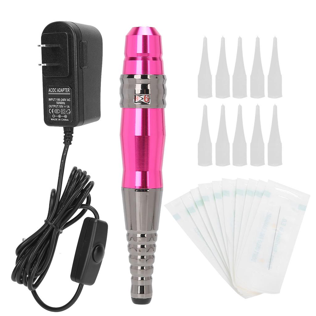Semi Permanent Microblading Machine Pen Eyebrow Lip Tattoo Machine Needle Cap Set  (Rose Red )