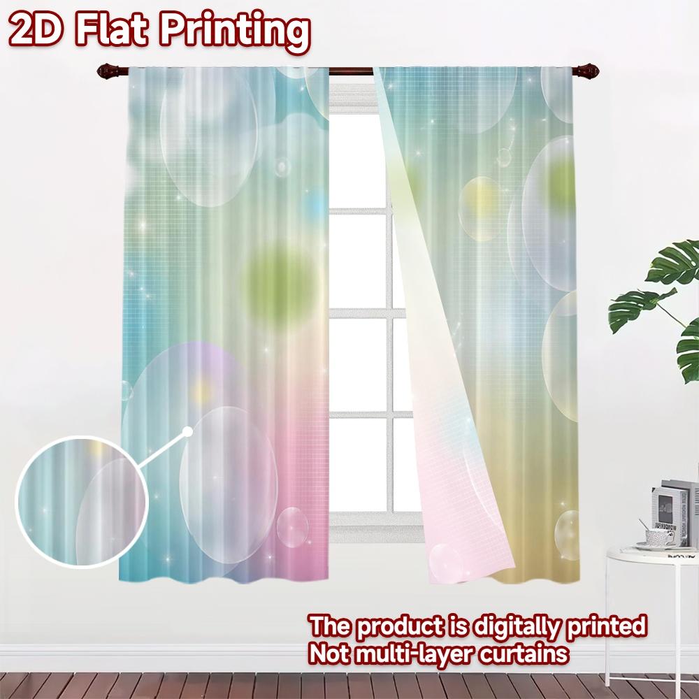 2D FLAT PRINTING 2pcs Curtains (Without Rod) Pastel Dreamy Bubbles Popular Minimalist Curtains Versatile Fabric Curtains