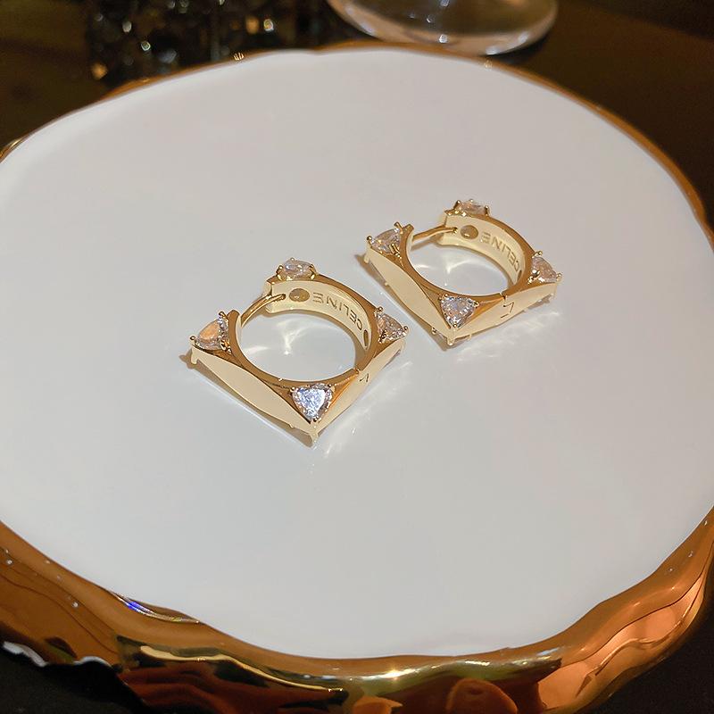 GemChic Women's Earrings Fashion Ear Stud Needle Embed Zircon Imitation Pearl Geometric Earrings Versatile Birthday Christmas Jewelry Gift