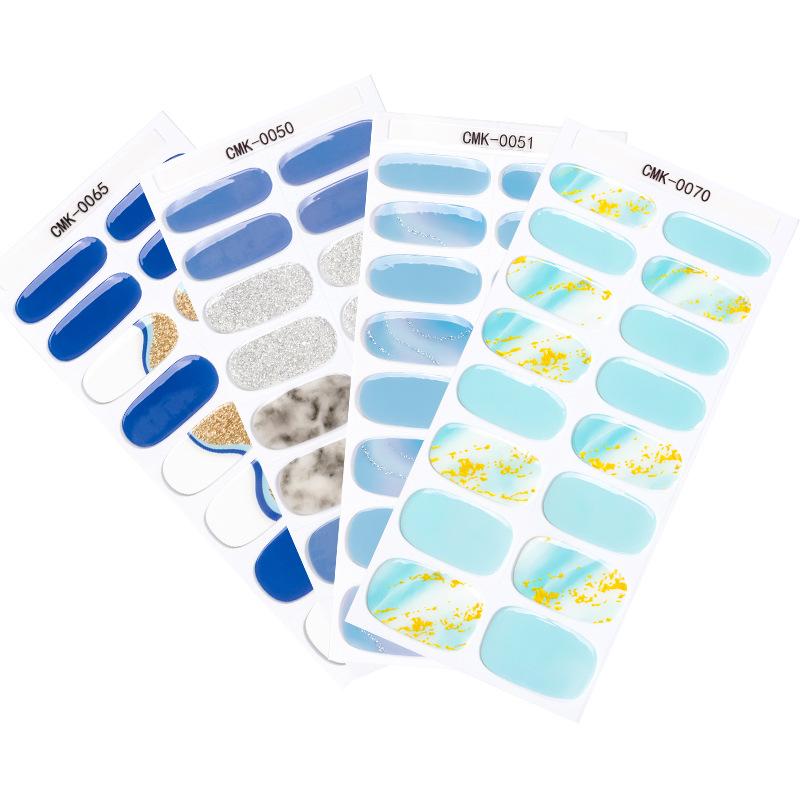French-style No-bake Gel Nail Stickers, Glittery Gradient, Amazonian Style, No-bake Nail Stickers