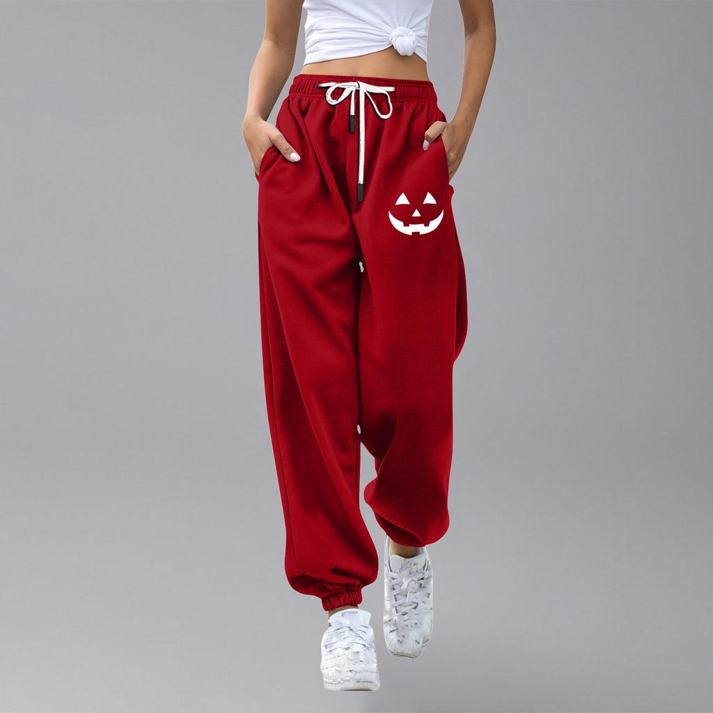 מכנסי טרנינג קז'ואל לילדים ספורט יום ליל כל הקדושים מודפס מגרדיאנט כיס שרוך