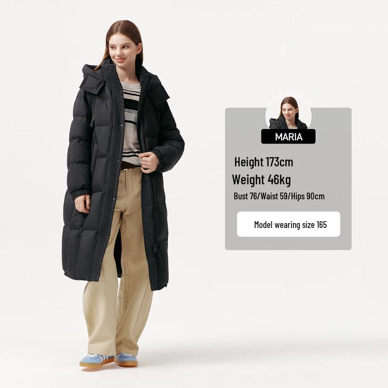 Tanboer Women's Long Thickened Windproof Hooded Down Jacket TB5530882A