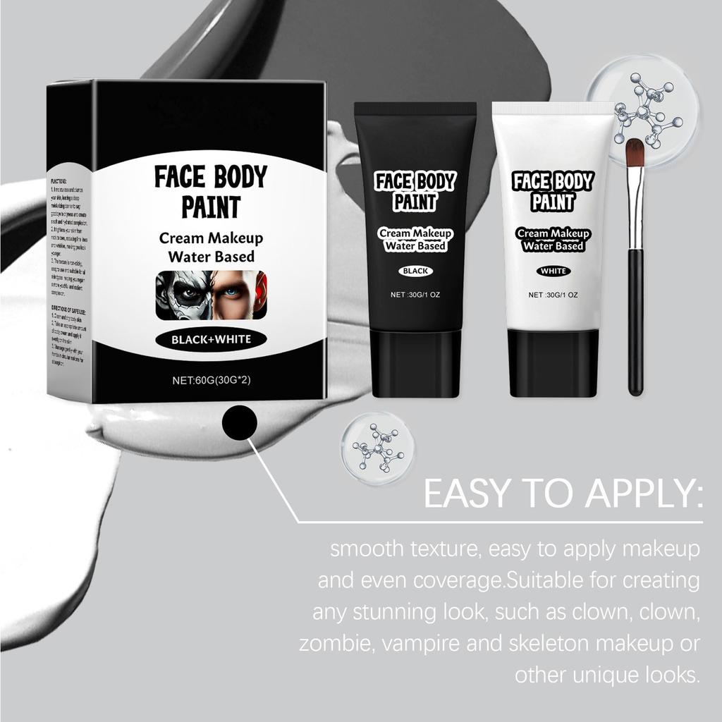 Halloween Blacks And Whites Foundation Make-Up Paint Cream Easy To Cover Skin Color Clown Makeup Effect Foundation Make-Up Paint Cream