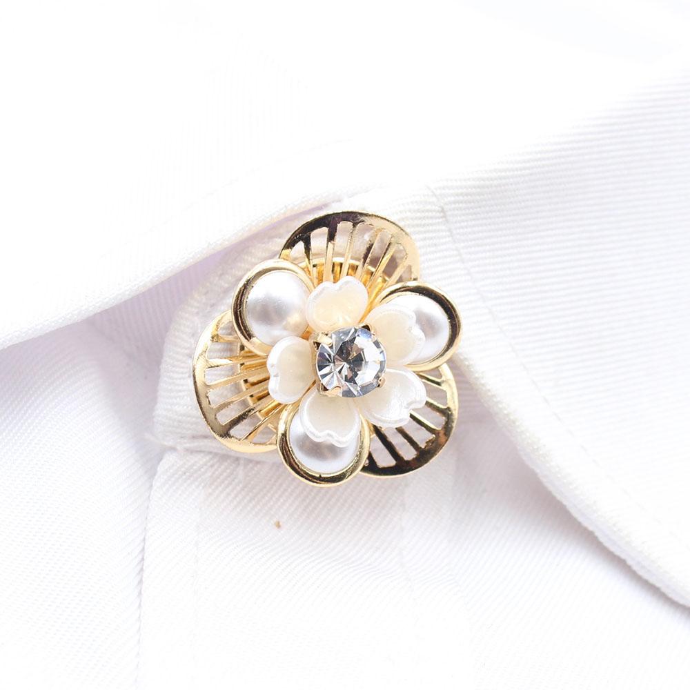 Retro 4-piece imitation pearl flower cufflinks French shirt set, DIY coat, suit multifunctional detachable alloy cufflinks acces