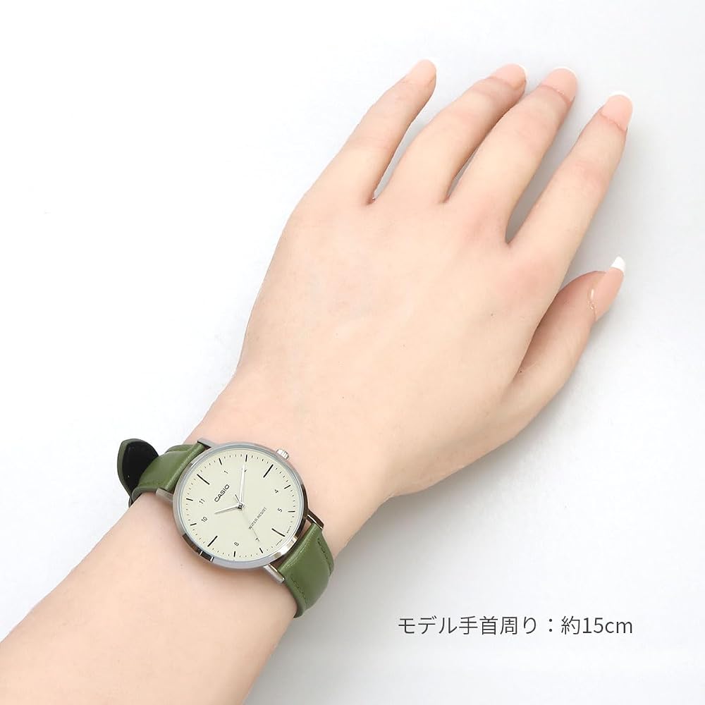 [Casio] CASIO Analog Quartz Women's Watch LTP-VT03L-3B Cream x Green Leather Band (Overseas Model) [Parallel Import]