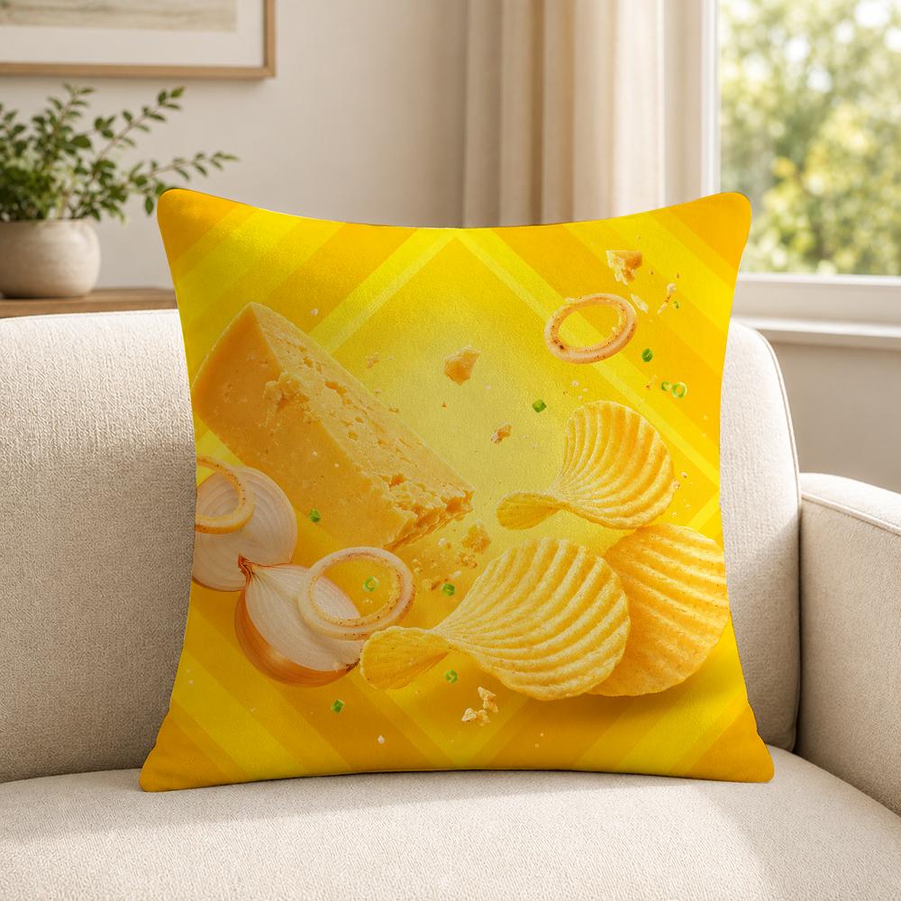 Food SSmiths Cushion Cover Soft Short Plush SkinFriendly Cushion Case for MultiScene Use