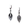 Retro Exquisite Black Hollow Crystal Leaf Drop Dangle Earrings for Women Personality Design Korean Earrings Party Jewelry Gift