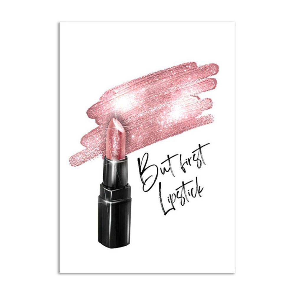 Fashion Women Make Up Wall Art Poster and Prints Nail Rouge Lips Modern Canvas Painting Pink Picture Decoration Office Gift Art