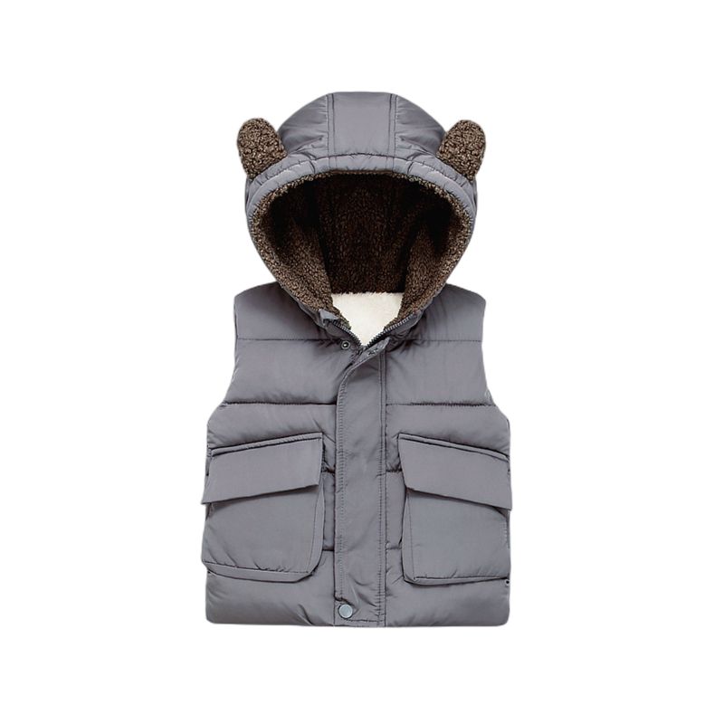 Cashmere Cotton-Padded Coat Zipper Boy Hooded for Autumn and Winter
