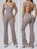 Premium Women's Yoga Suit - Peach Hip-Lifting One-Piece with Flared Pants
