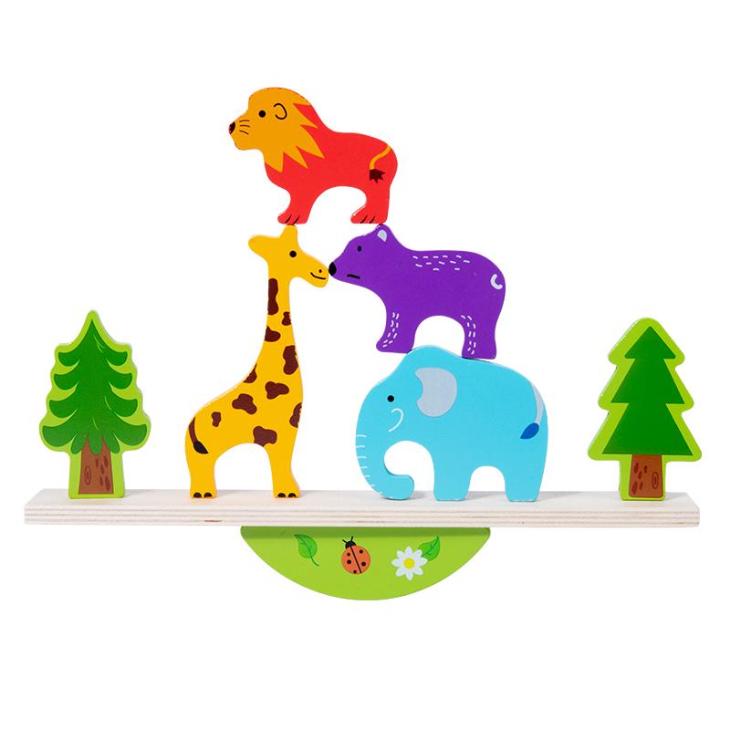 

New Baby Wooden Building Block Rainbow Balance Puzzle Blocks Cute Animal Early Educational Montessori Toys Baby Teether Gifts