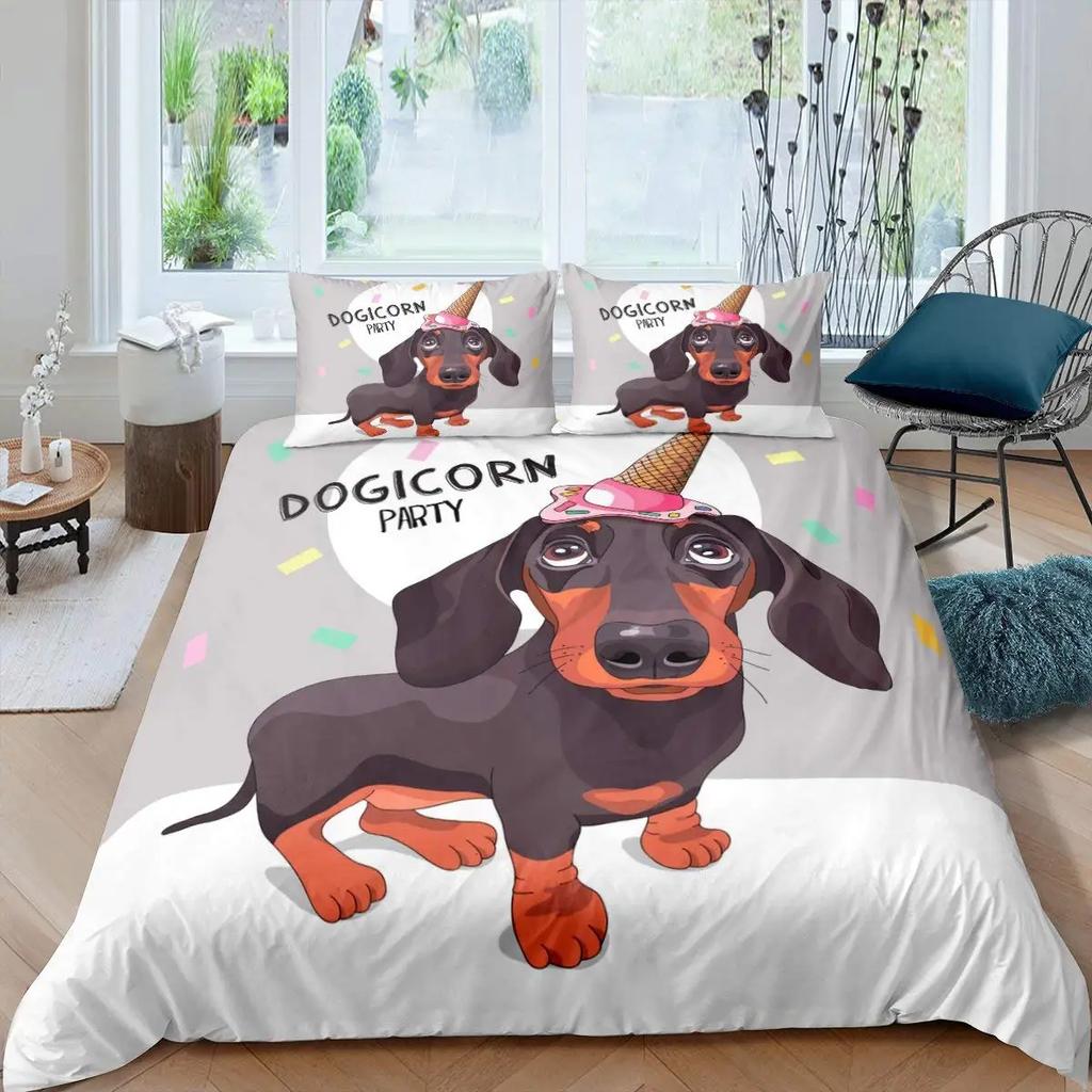 Hunde Bettbezug Haustier Welpe Cartoon Welsh Corgi für Kinder Jugendliche Tier Polyester Steppdeckenbezug Hundeliebhaber Geschenke für Freundin Queen King