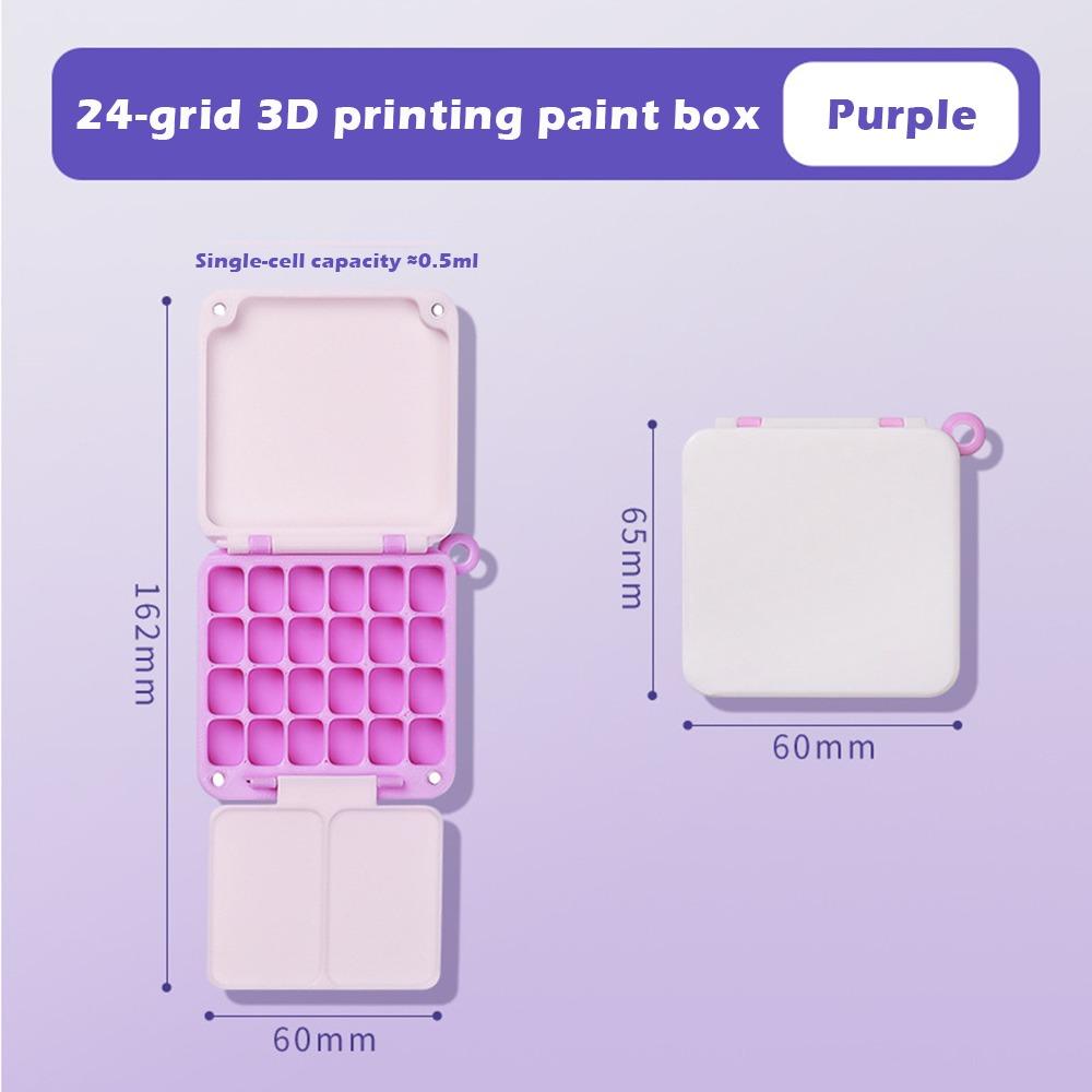 

24-grid Pigment Box Mini Paint Case High Quality Watercolor Paint Box Travel фіолетовий