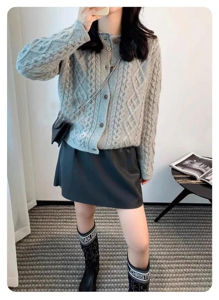 2025 Thick Heavy Gauge Wool Cardigan for Women - Fine Knit Autumn/Winter Sweater Coat