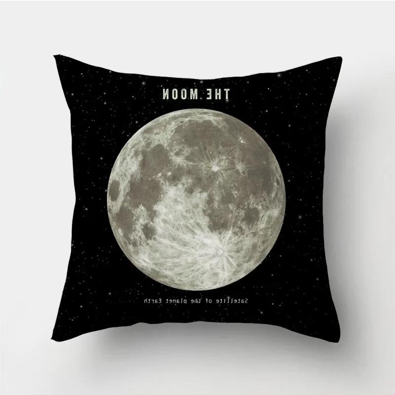Black Pillow Galaxy Planet Cushion Cover Space   Pillowcase Soft  High-quality Home Decor