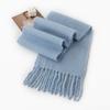 Iceland Blue Wool Scarf Autumn and Winter Solid Color Versatile Cashmere Feel Scarf for Men and Women Thickened Warm Scarf