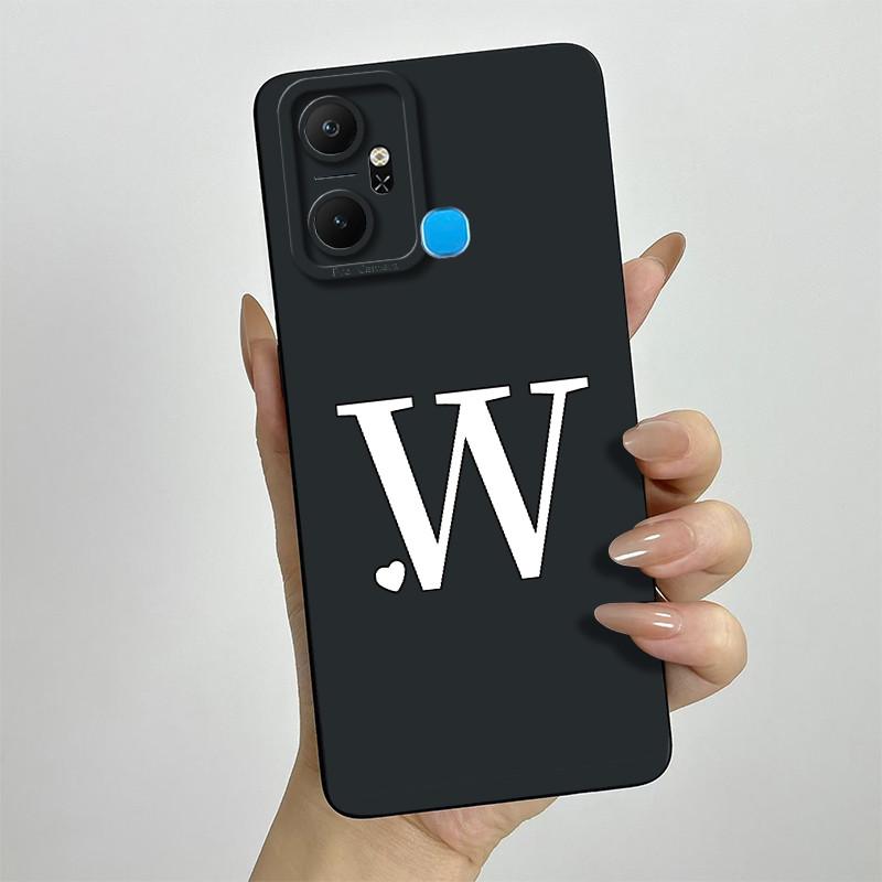 For Infinix Smart 6 Plus Case Infinix Smart6 Plus Phone Case X6823C Cute Initial Letters Square Soft Silicone Back Cover Fundas