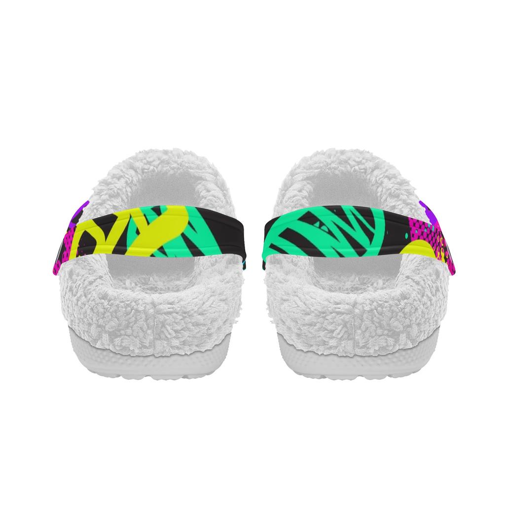 1 Pair Unisex Warm Lined White EVA Clogs Lightweight Slip On Shoes Soft Plush Interior Anti Slip Design For Winter Indoor Outdoor Wear