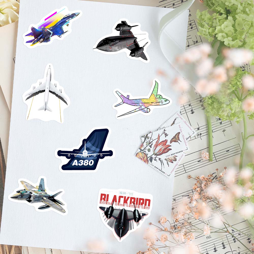 Airplane Fighter Aircraft Stickers Airliner DIY Kids Gift Toy Decal for Laptop Scrapbook Phone Bottles Luggage Bags Waterproof