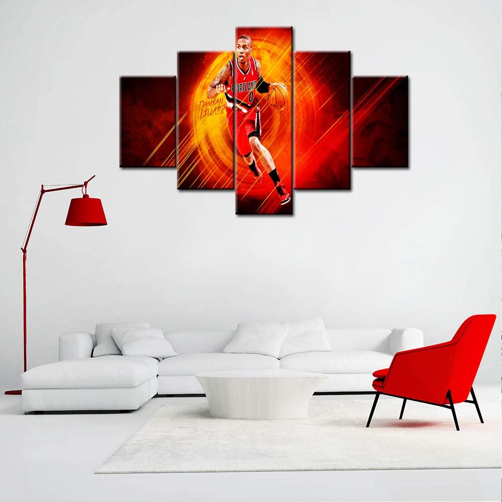 5Pcs Basketball Star Player Sports Gym Pictures Art Poster 5 Panel Modern Canvas HD Print Home Decor 5 Pieces Paintings Wall