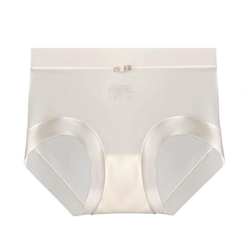 Super Thin Ice Permeable Facial Mask Underpants for Women's Large Summer Thin Mid Waist Briefs Seamless Breathable Sexy Lace Silk Gear Panties