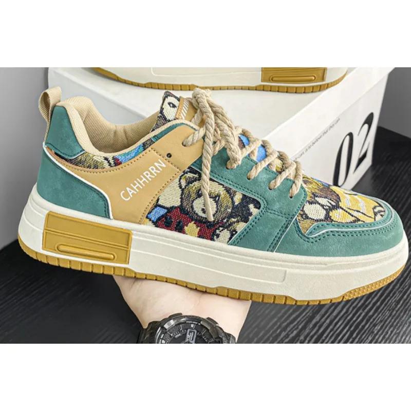 Men Shoes Fashion Baby Bear Vulcanized Shoes Platform Sneakers Designer Tennis Shoes Graffiti Spring Casual Shoes for Men