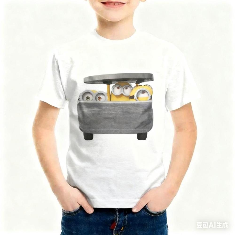 2026 Nová série Mimoňů Dres Kreslený vzor Venkovní sportovní oblečení Ležérní Kulatý výstřih Krátký rukáv Dětská trička