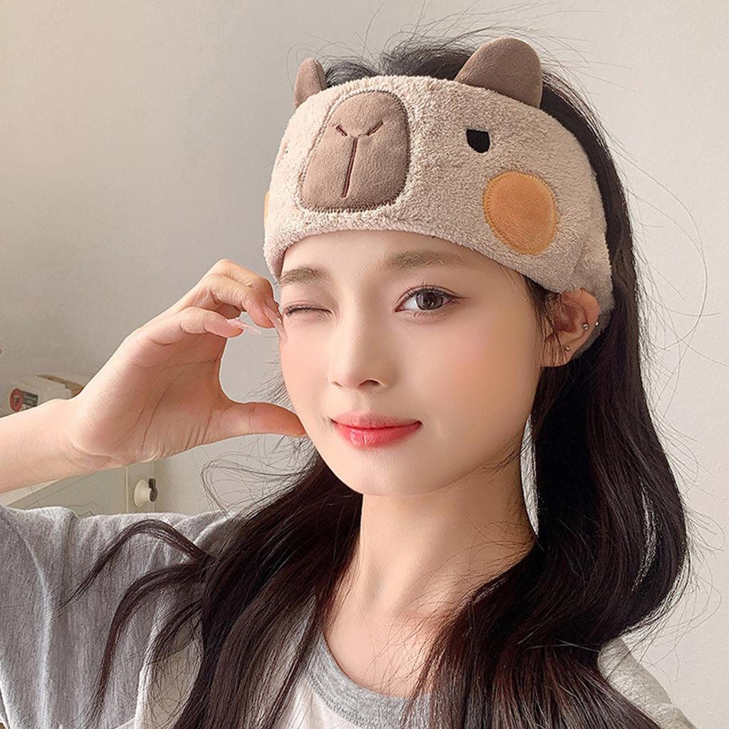 Women Plush Hairbands Headband Lovely Capybara Plush Headband Wash Face Hairband Women Hairband Turban